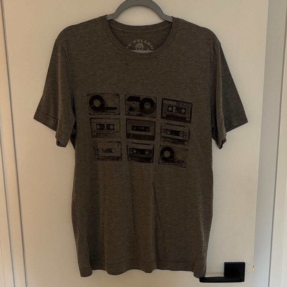Gray Graphic T-Shirt with Cassette Print